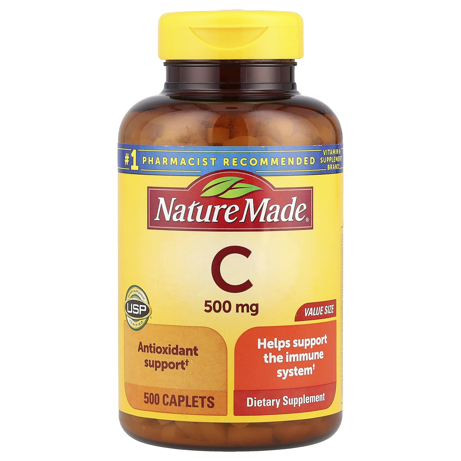Nature Made, Vitamin C, 500 mg, 500 Caplets - Image 1