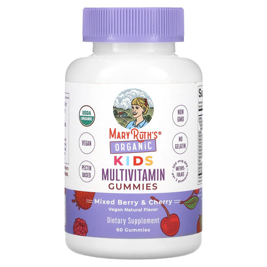 MaryRuth's, Organic Kids Multivitamin Gummies, Mixed Berry & Cherry, 60 Gummies - Image 1