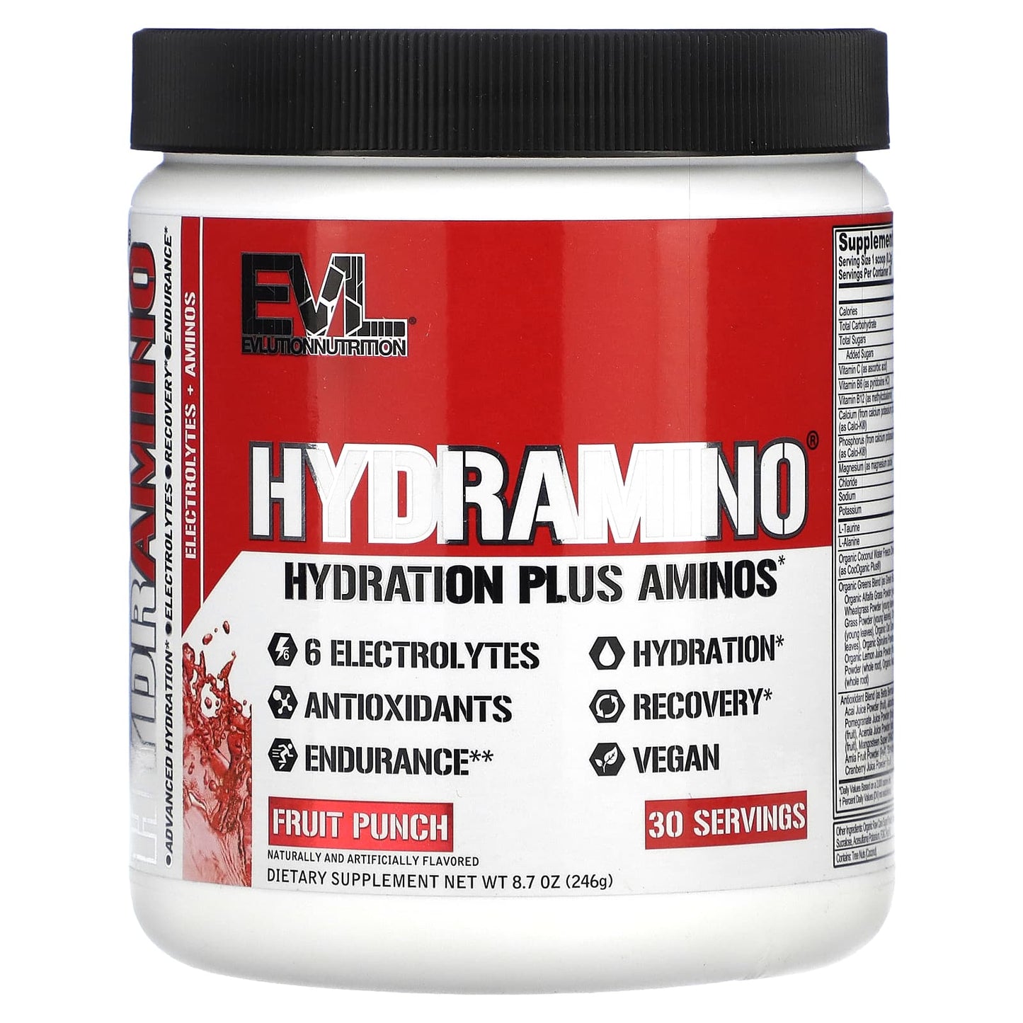 EVLution Nutrition HydrAmino Fruit Punch - Advanced Hydration & Endurance Supplement - Image 1