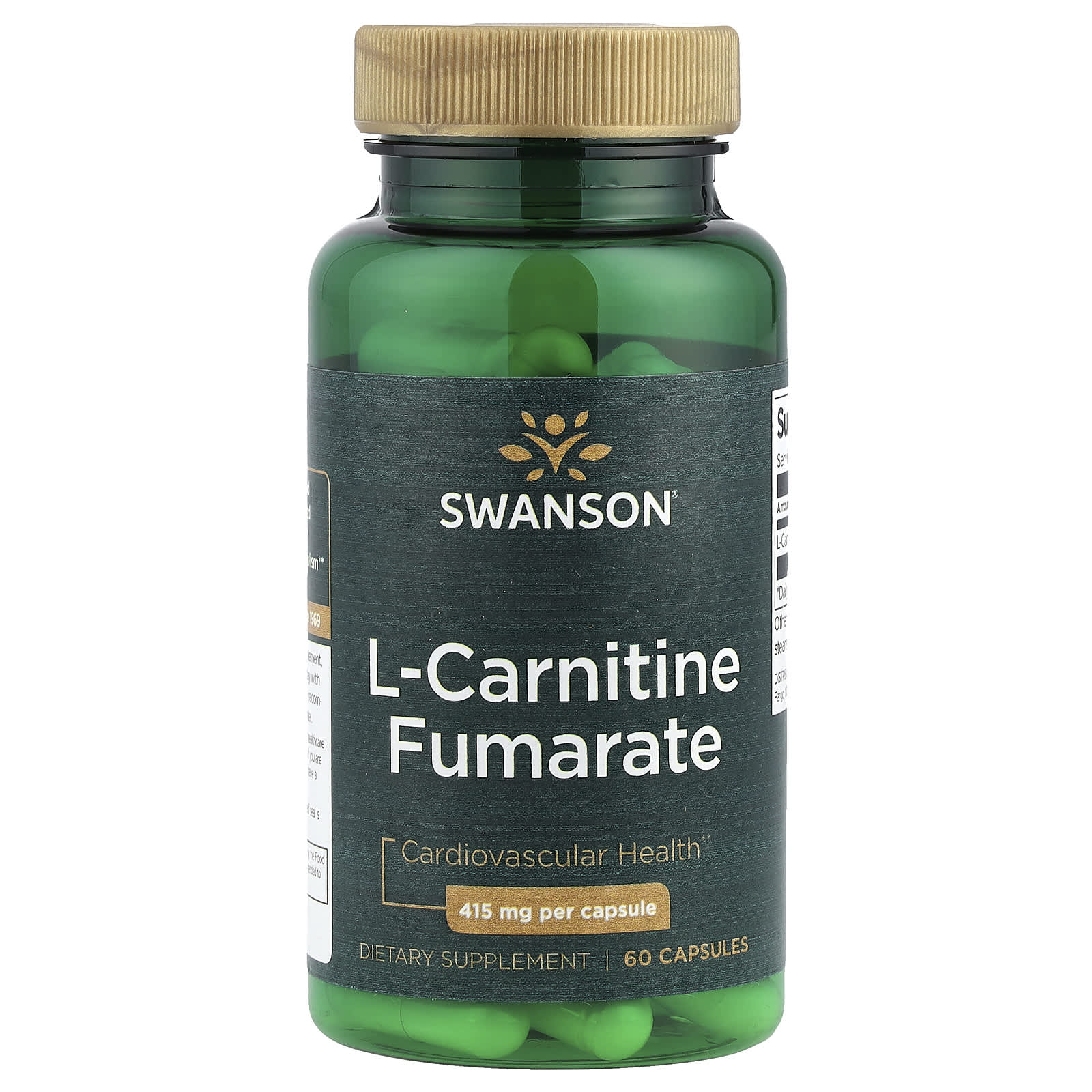 Swanson, L-Carnitine Fumarate, 415 mg, 60 Capsules - Image 1