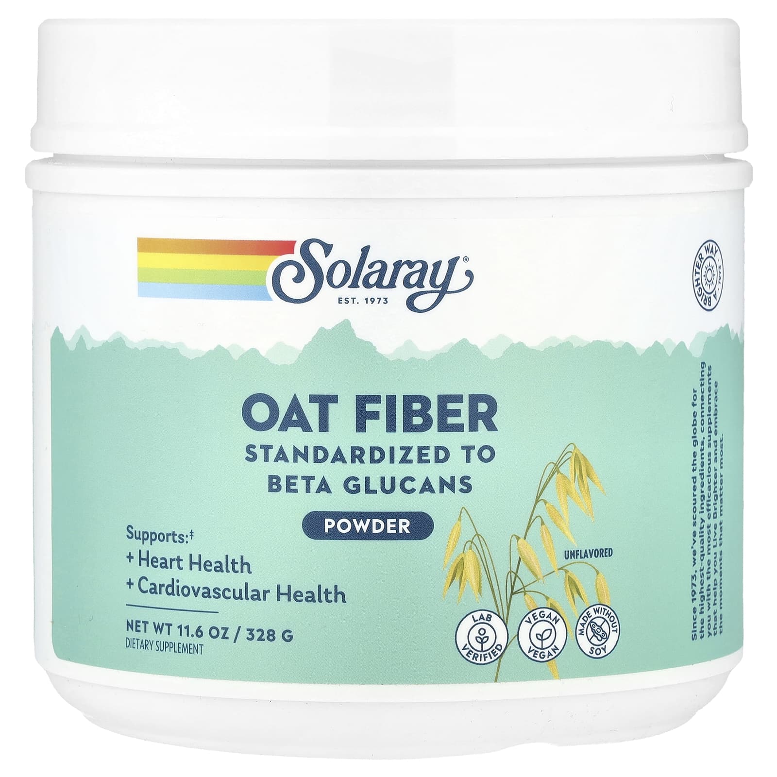 Solaray, Oat Fiber Powder, Unflavored, 11.6 oz (328 g) - Image 1