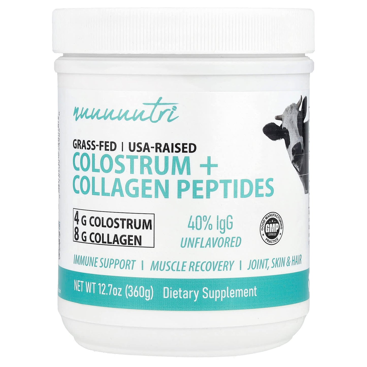 Nutri, Colostrum + Collagen Peptides, Unflavored, 12.7 oz (360 g) - Image 1