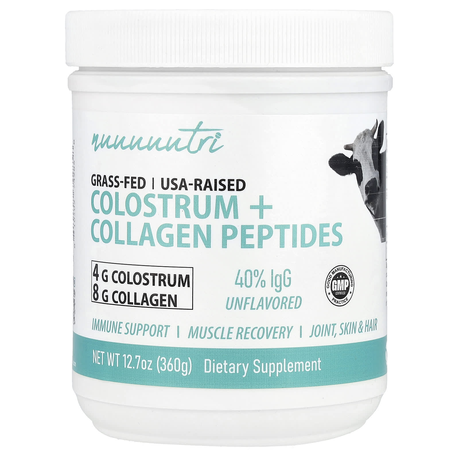 Nutri, Colostrum + Collagen Peptides, Unflavored, 12.7 oz (360 g) - Image 1