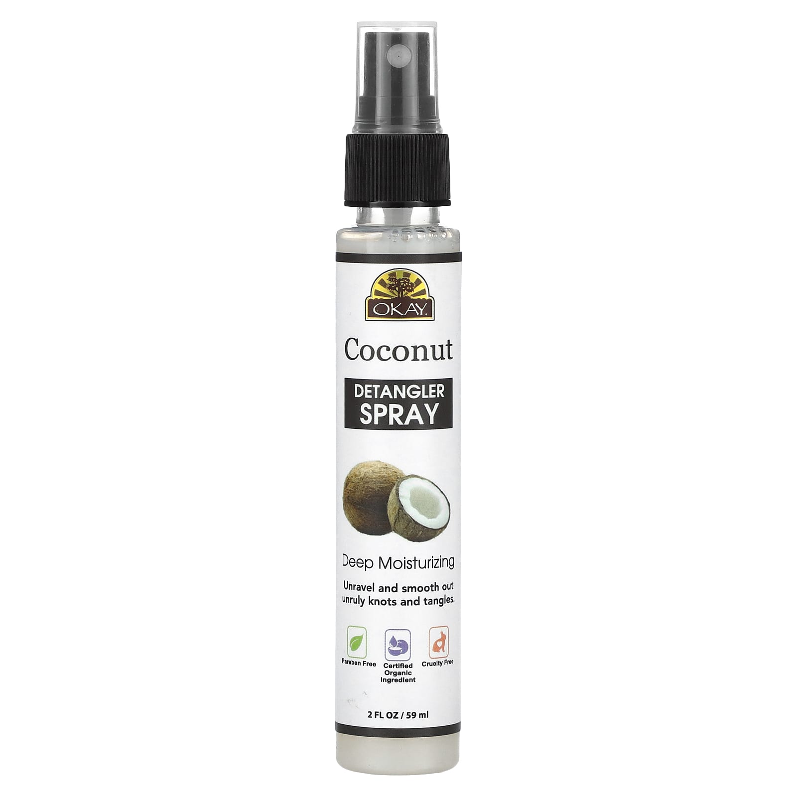 Okay Pure Naturals, Coconut Detangler Spray, 2 fl oz (59 ml) - Image 1