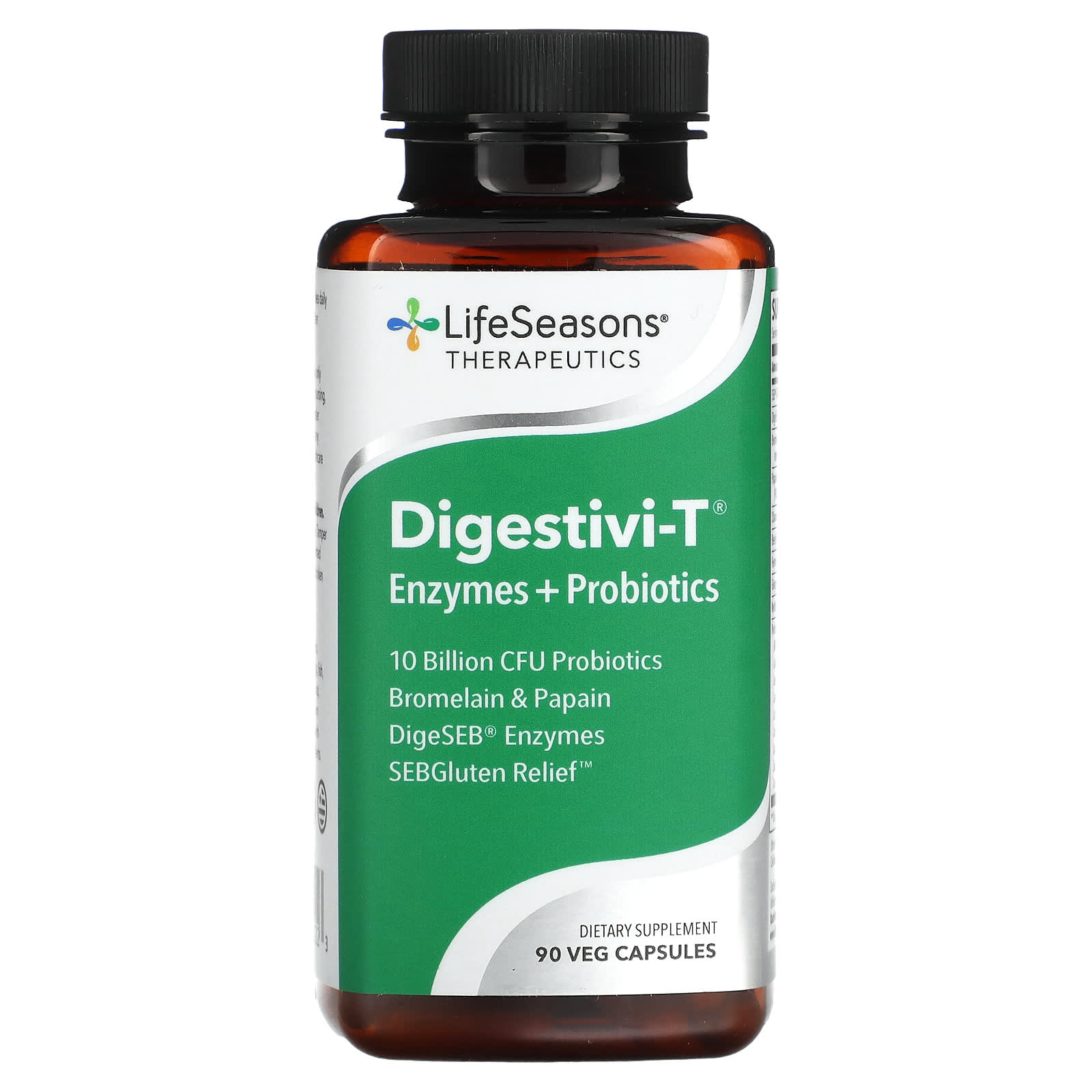 LifeSeasons, Digestivi-T, Enzymes + Probiotics, 90 Veg Capsules - Image 1