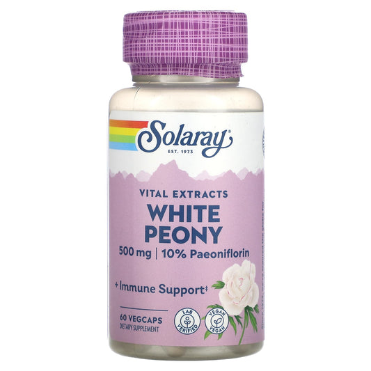 Solaray, Vital Extracts, White Peony, 500 mg, 60 Vegcaps - Image 1