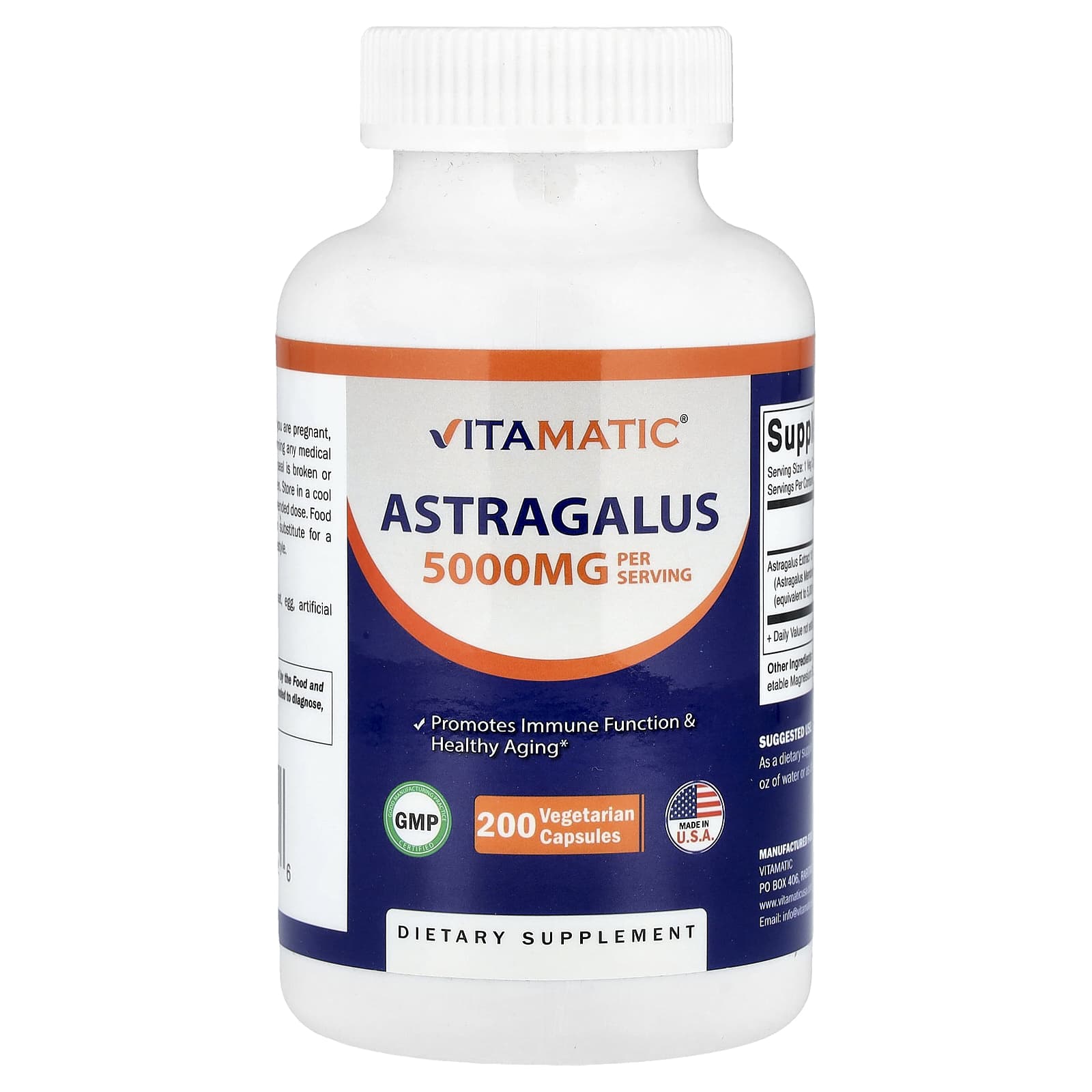 Vitamatic, Astragalus, 5,000 mg, 200 Vegetarian Capsules - Image 1