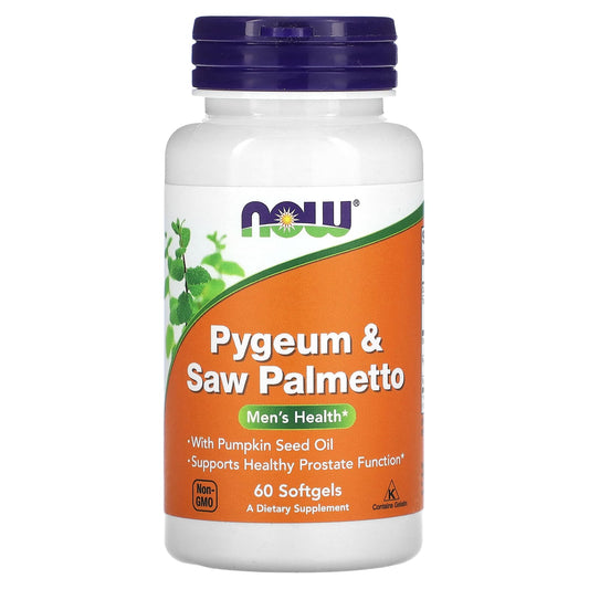 NOW Foods, Pygeum & Saw Palmetto, 60 Softgels - Image 1