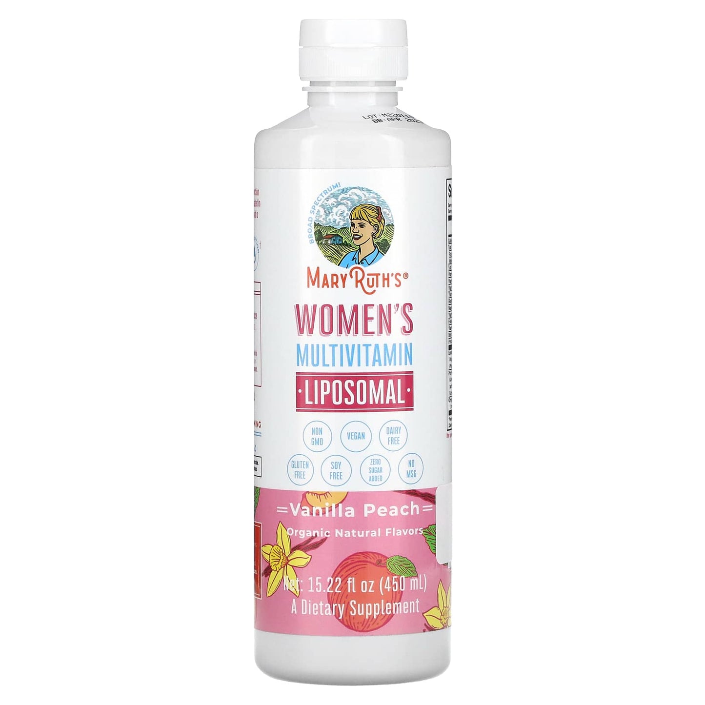 MaryRuth's, Women's Multivitamin Liposomal, Vanilla Peach , 15.22 fl oz (450 ml) - Image 1