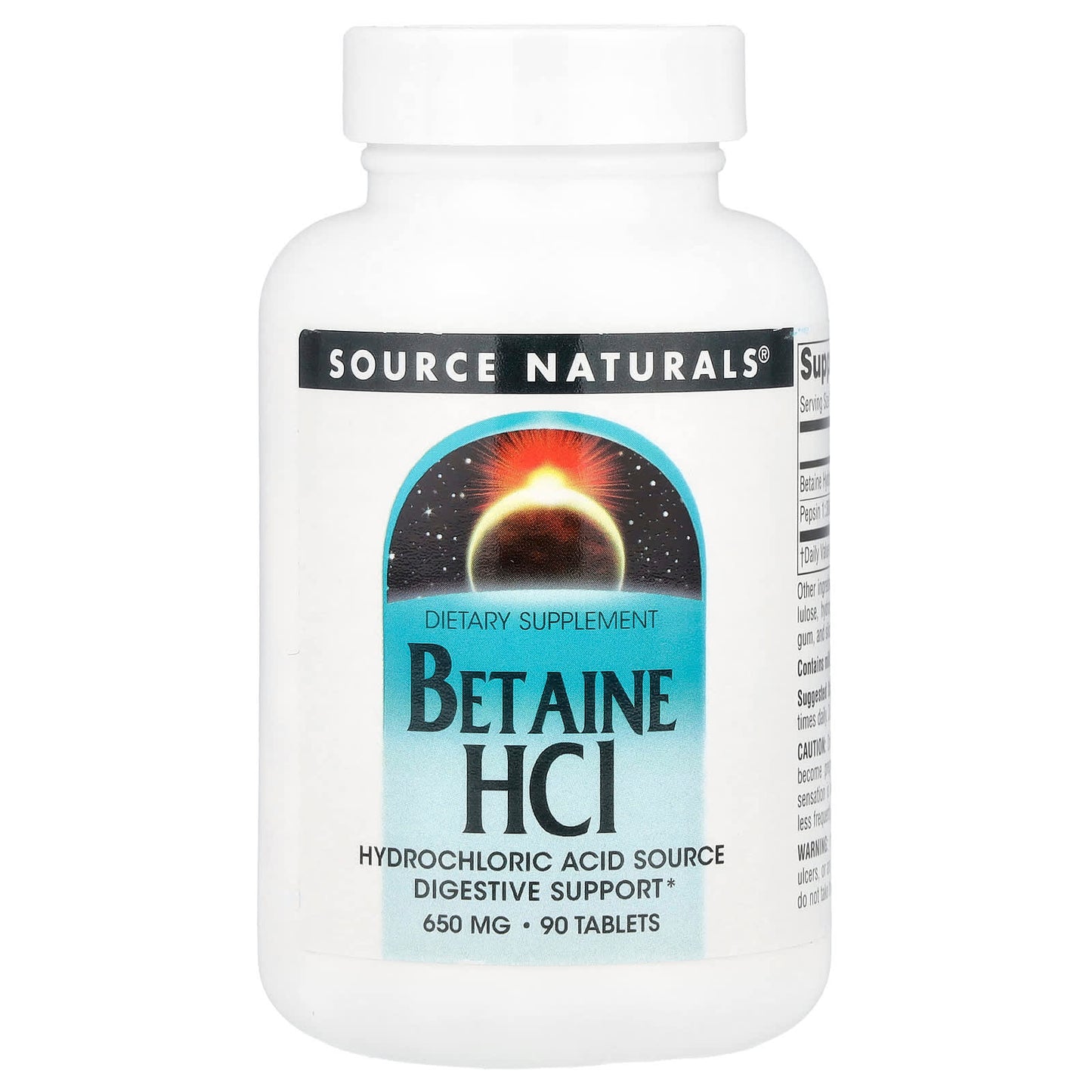 Source Naturals, Betaine HCI, 90 Tablets - Image 1