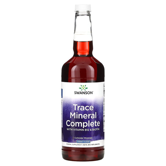 Swanson, Trace Mineral Complete with Vitamin B12 & Biotin, Cherry, 32 fl oz (946 ml) - Image 1