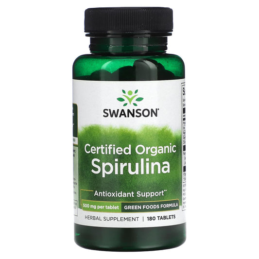 Swanson, Certified Organic Spirulina, 180 Tablets - Image 1