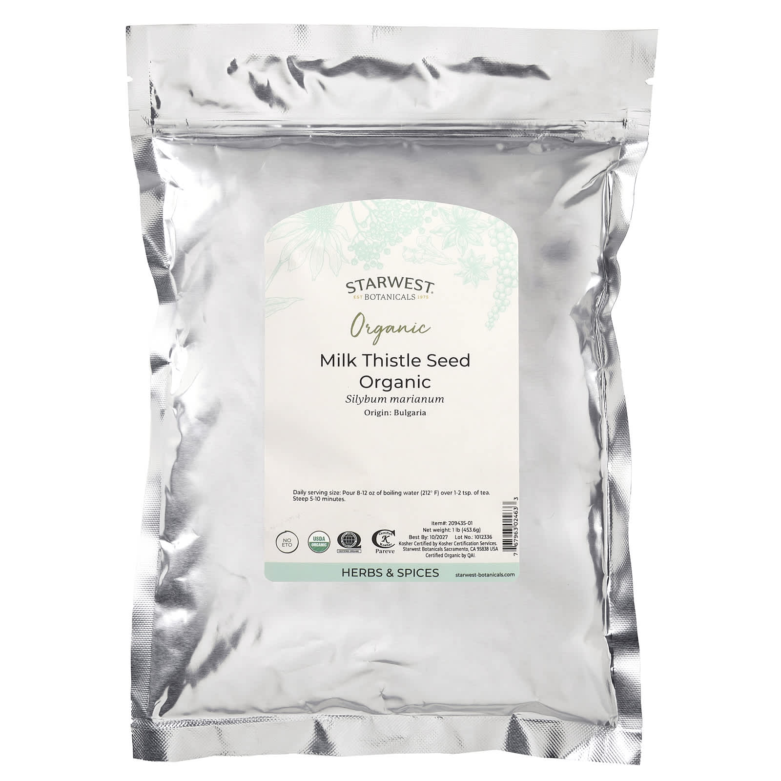Starwest Botanicals, Organic Milk Thistle Seed, 1 lb (453.6 g) - Image 2