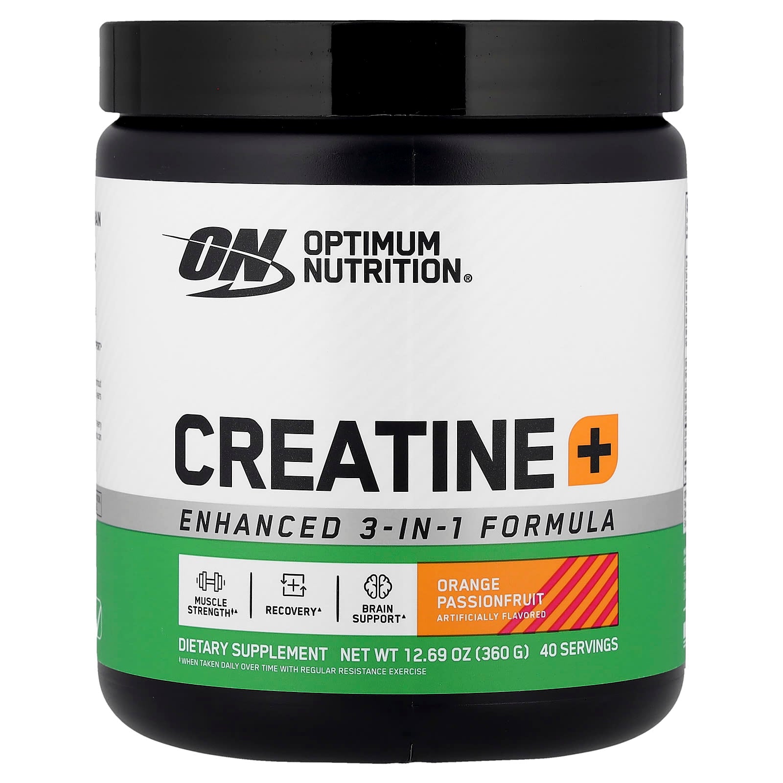Optimum Nutrition, Creatine+, Orange Passionfruit, 12.69 oz (360 g) - Image 1