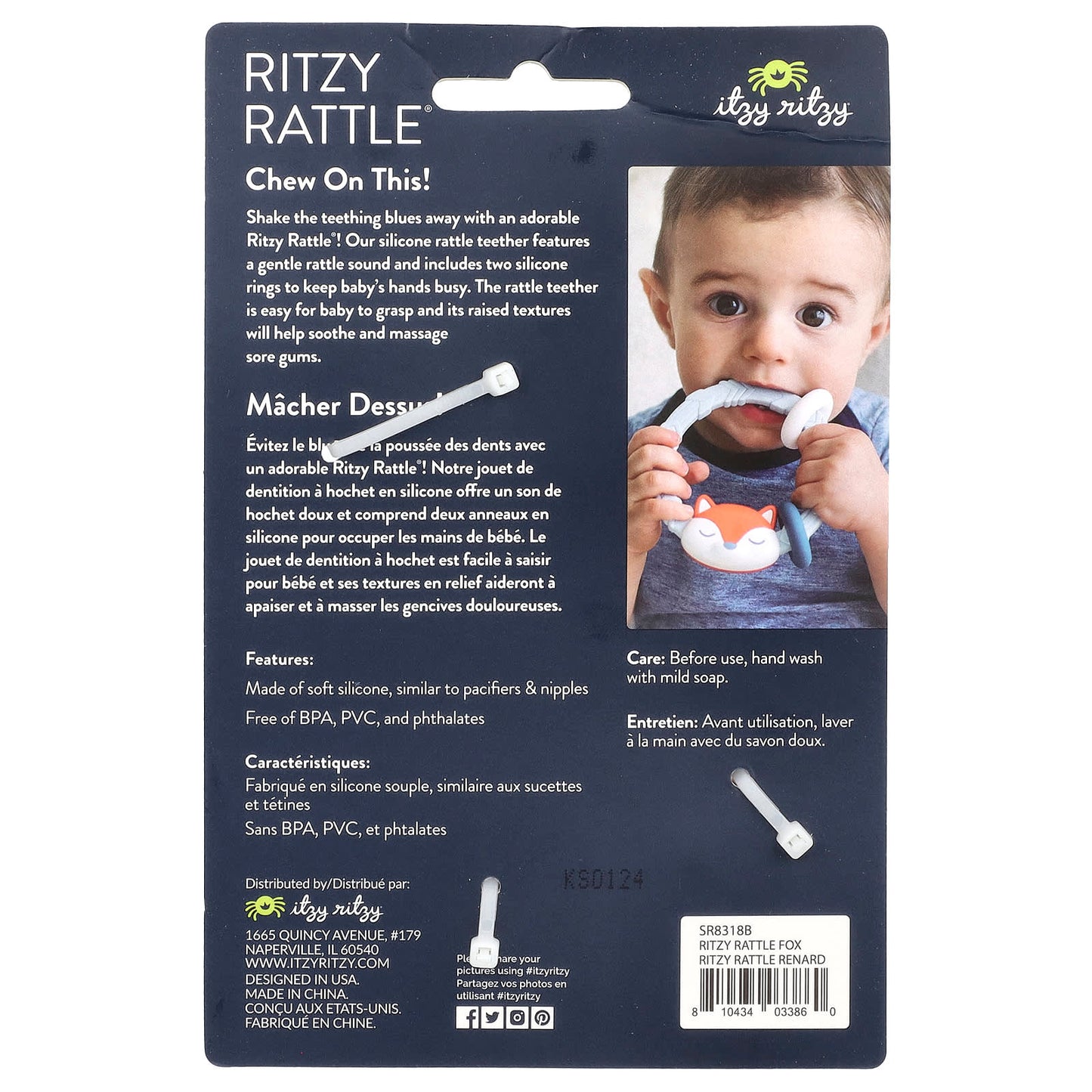 Fox Silicone Teether Rattle for 3+ Months, BPA-Free, Easy to Clean - Image 2