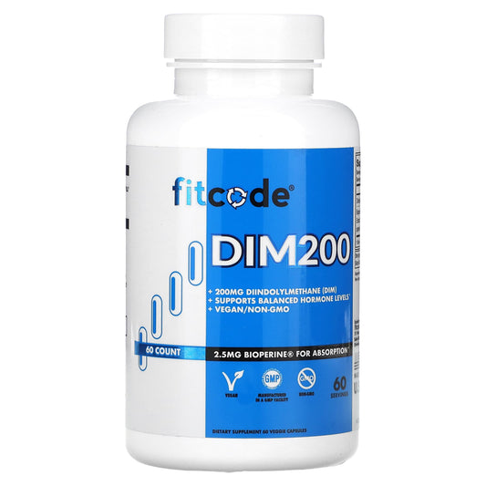 DIM 200mg 60 Veggie Capsules by Fitcode - Hormone Balance & Absorption - Image 1