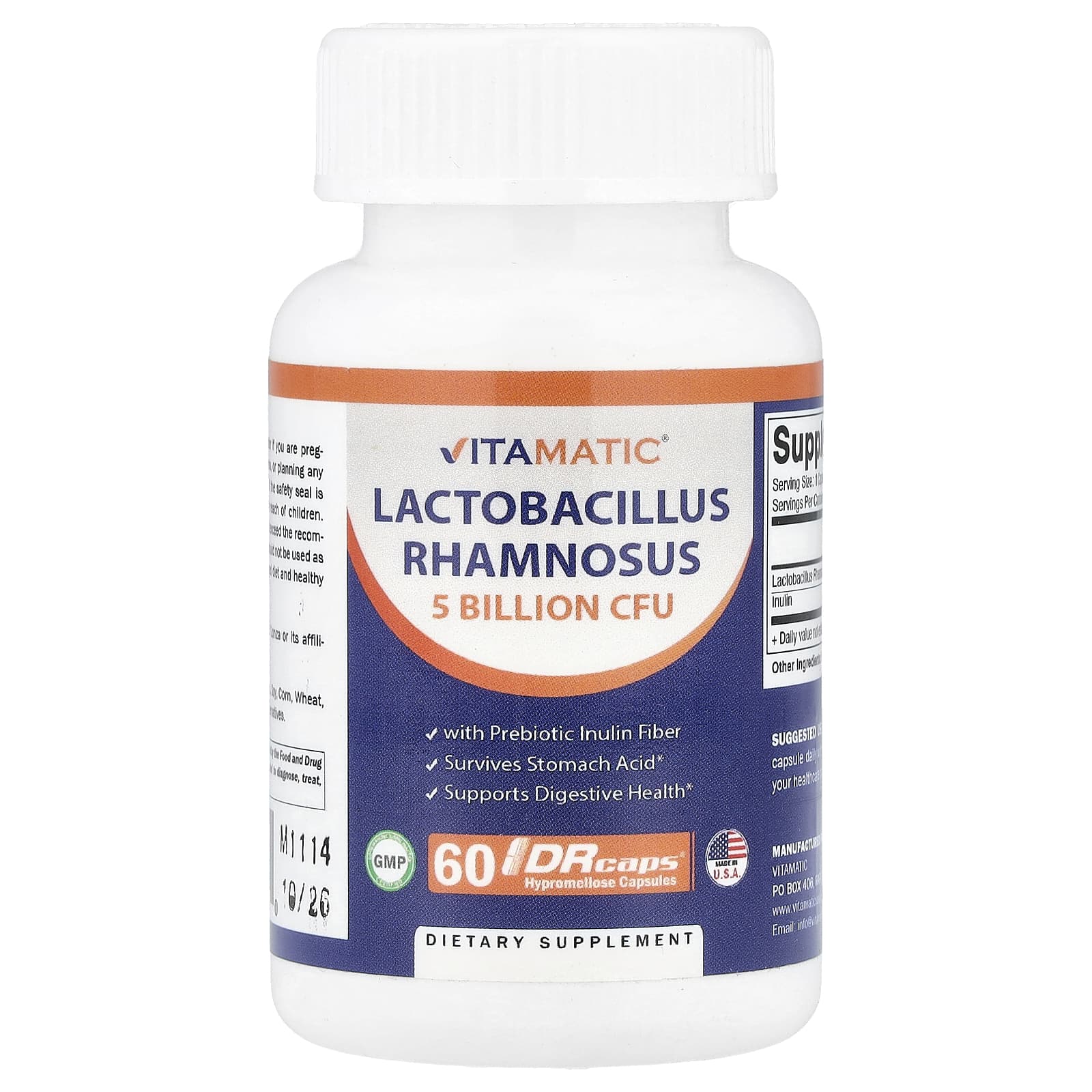 Vitamatic, Lactobacillus Rhamnosus, 60 DRcaps® Hypromellose Capsules - Image 1