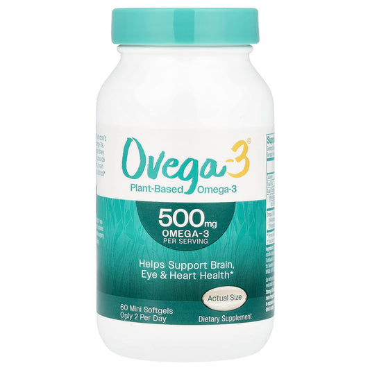 Ovega-3, Plant-Based Omega-3, 500 mg, 60 Mini Softgels (250 mg per Softgel) - Image 1