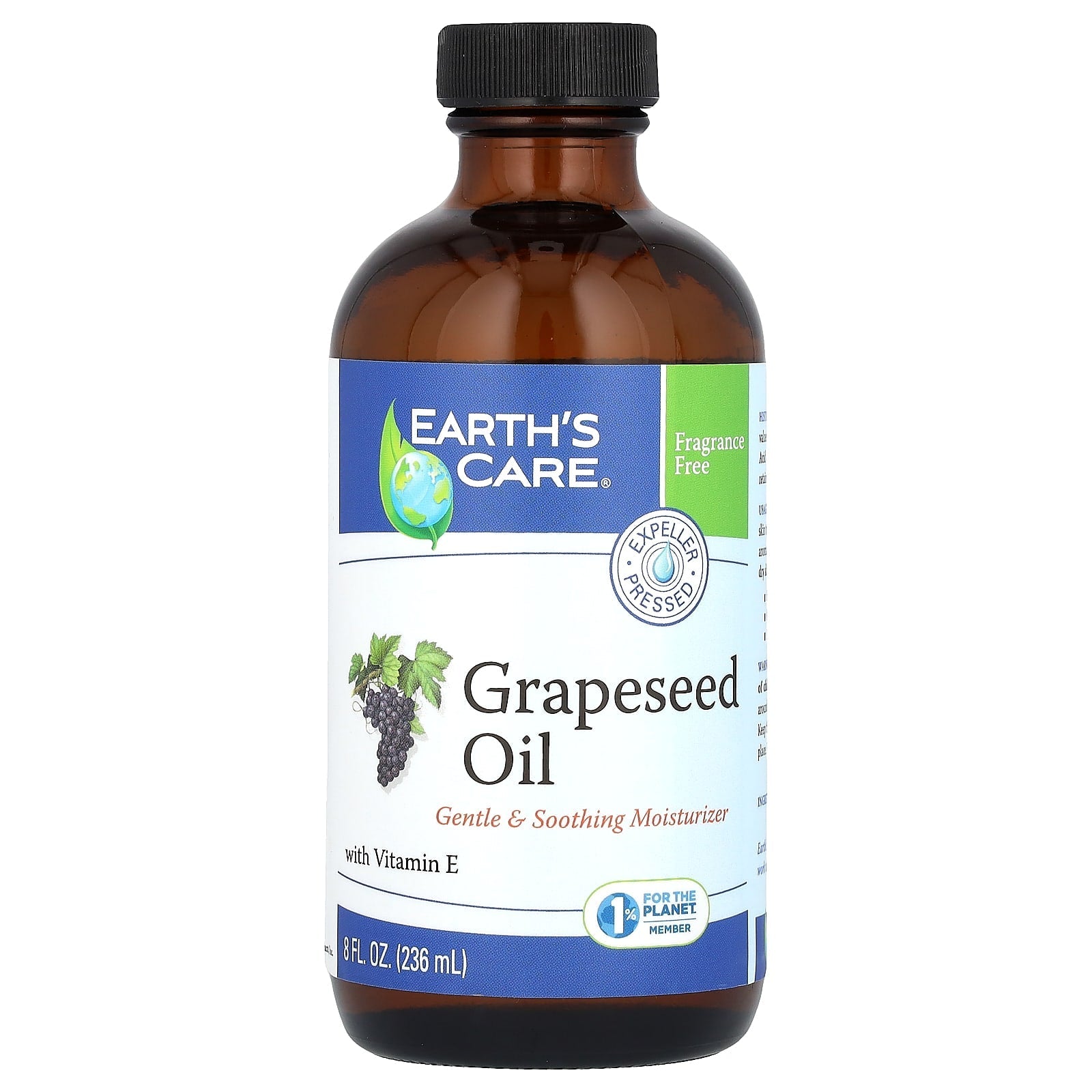 Gentle Grapeseed Oil for All Skin Types, 8 oz - Earth's Care - Image 1