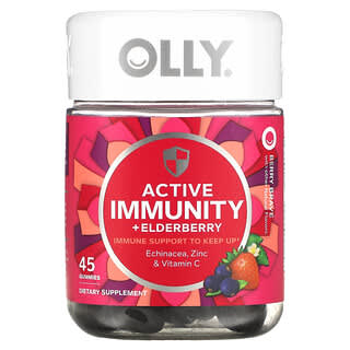 OLLY Active Immunity + Elderberry Gummies, 45 Berry Brave Count
