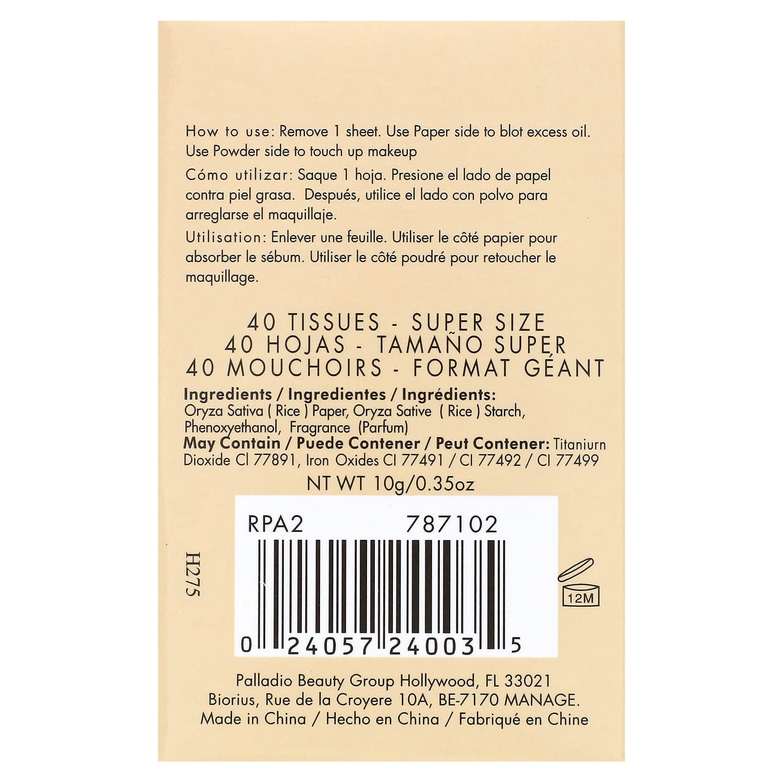 Palladio, Rice Paper, Oil-Absorbing Blotting Tissues, Translucent RPA2, 40 Tissues - Image 2