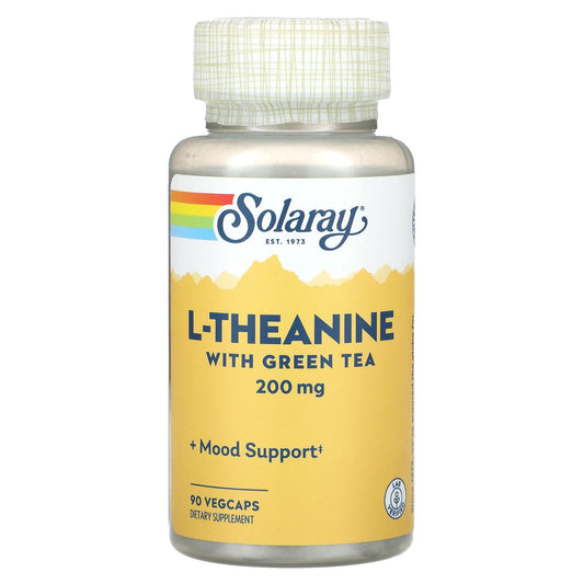 Solaray, L-Theanine With Green Tea, 90 VegCaps - Image 1
