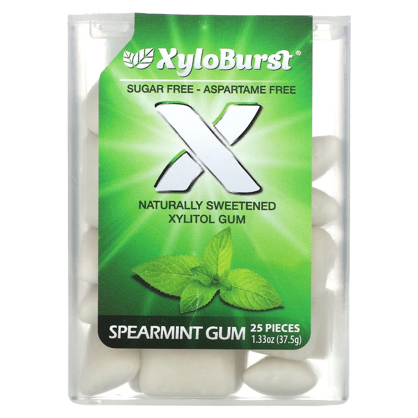 Xyloburst, Xylitol Gum, Spearmint, 25 Pieces - Image 1