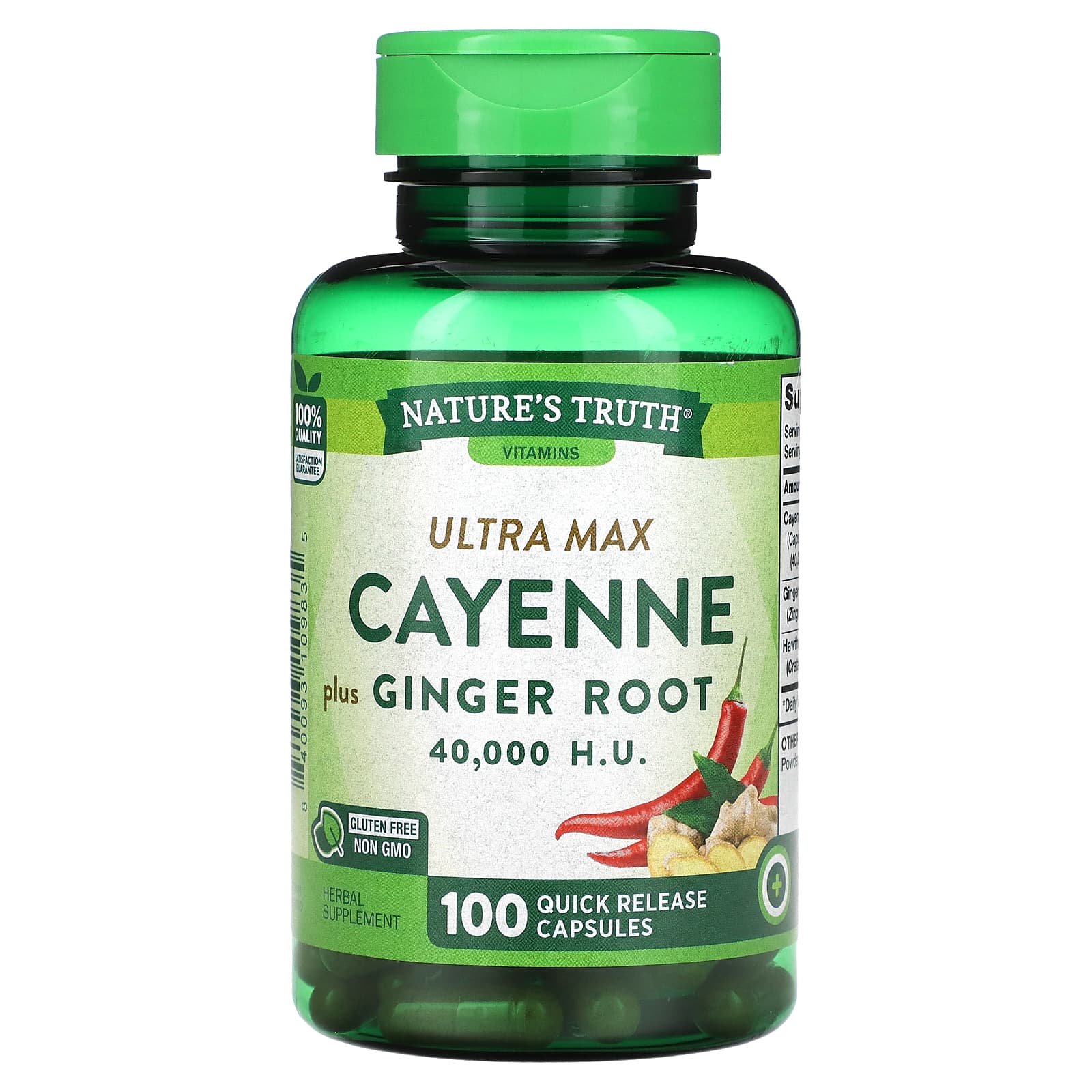 Nature's Truth, Vitamins, Ultra Max Cayenne Plus Ginger Root, 100 Quick Release Capsules - Image 1
