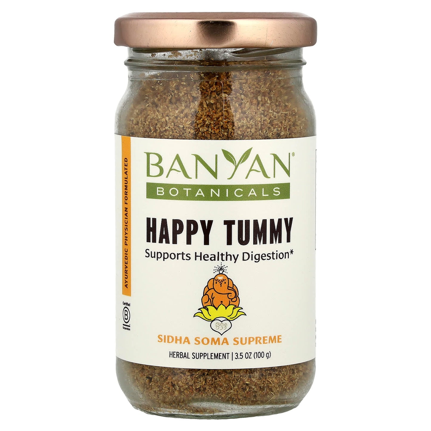 Banyan Botanicals Happy Tummy Digestive Support Supplement 3.5 oz - Image 1