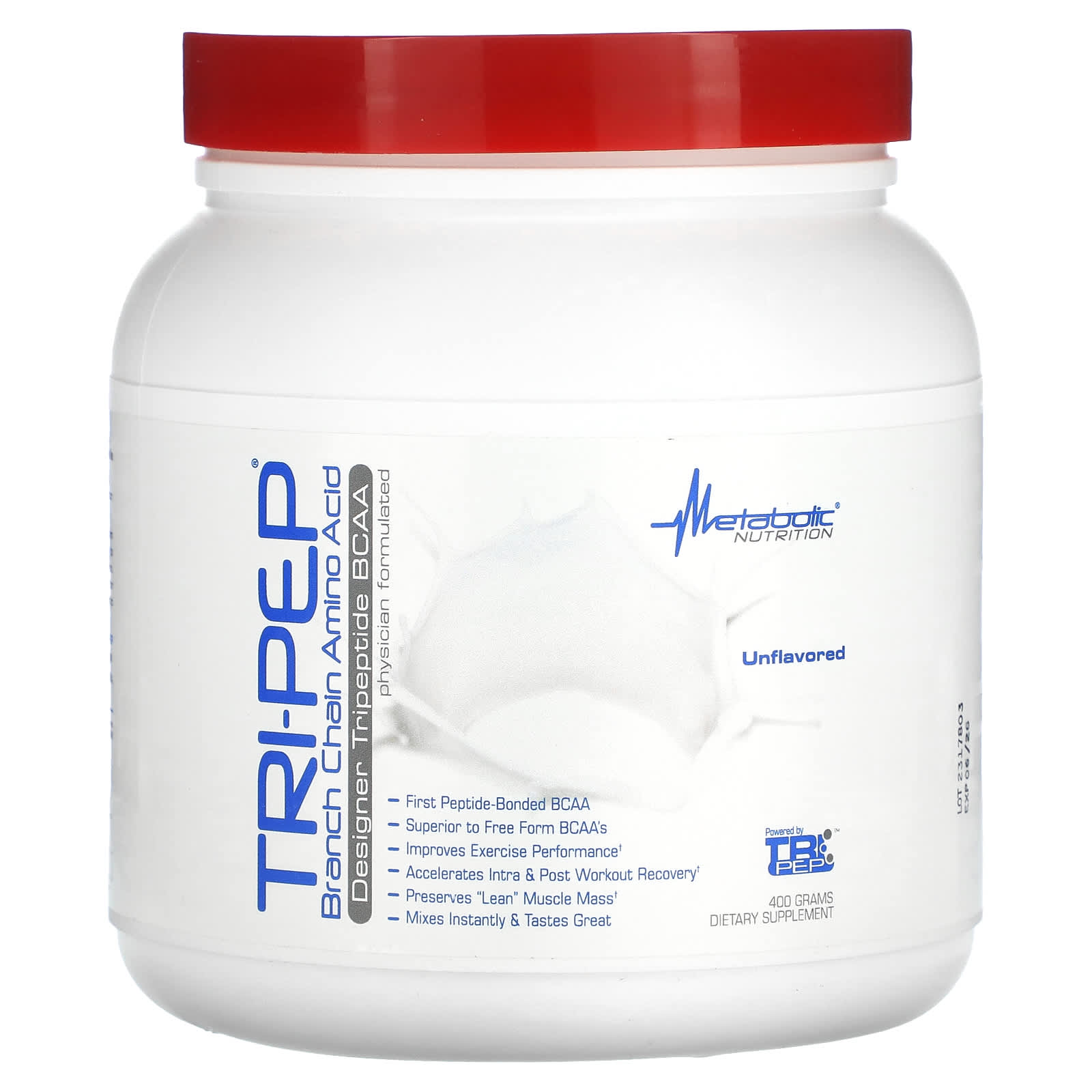 Metabolic Nutrition, Tri-Pep, Branched Chain Amino Acid, Unflavored, 14.1 oz (400 g) - Image 1