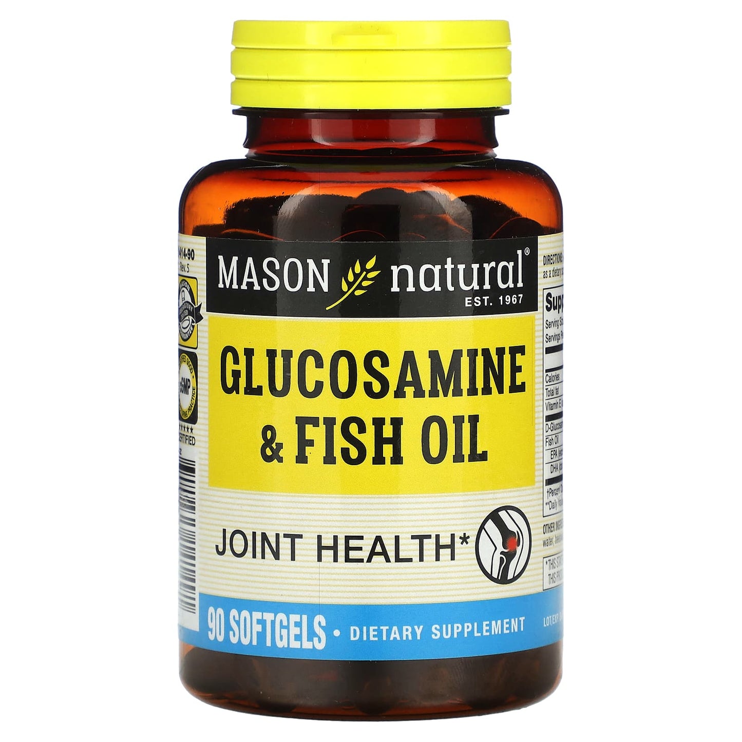 Mason Natural, Glucosamine & Fish Oil, 90 Softgels - Image 1