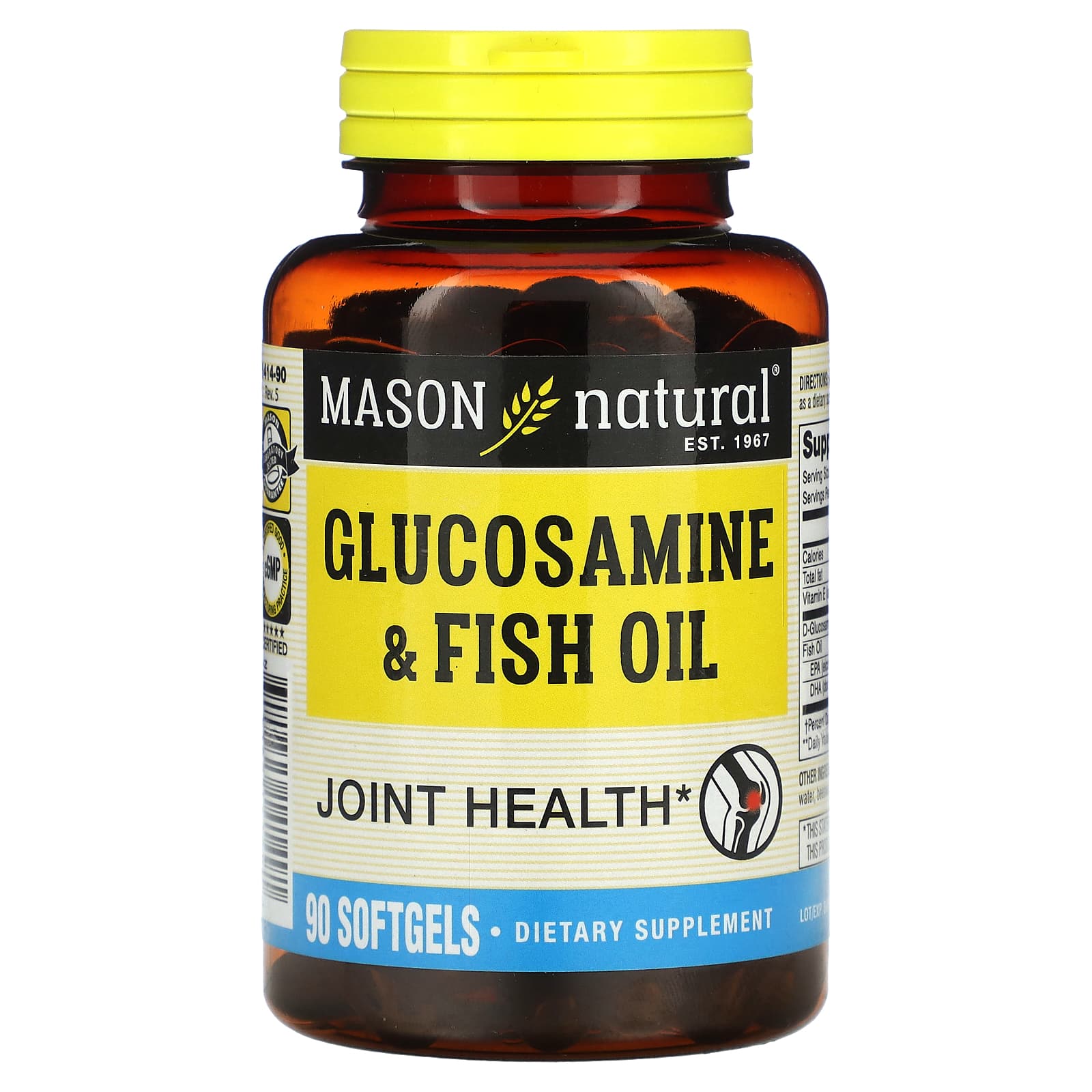 Mason Natural, Glucosamine & Fish Oil, 90 Softgels - Image 1