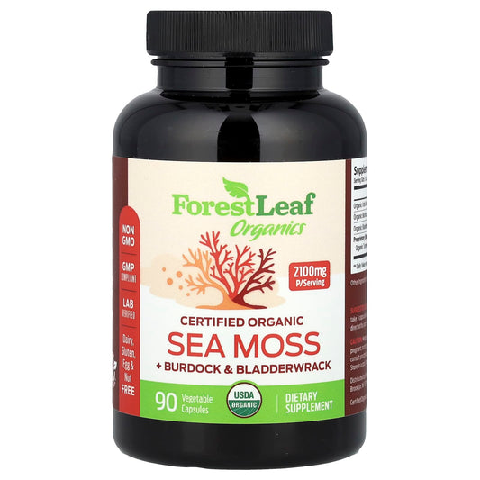 Certified Organic Sea Moss & Burdock + Bladderwrack, 90 Veg Capsules - Forest Leaf - Image 1