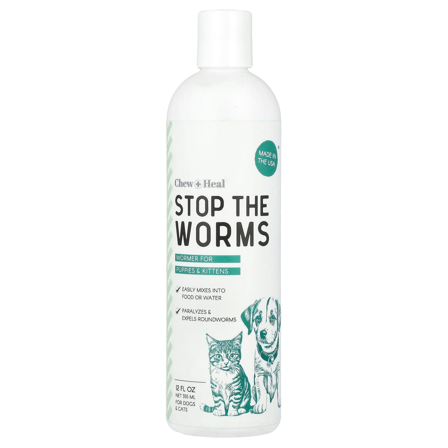 Chew + Heal Liquid Wormer for Puppies & Kittens 12 fl oz (355 ml) - Image 1