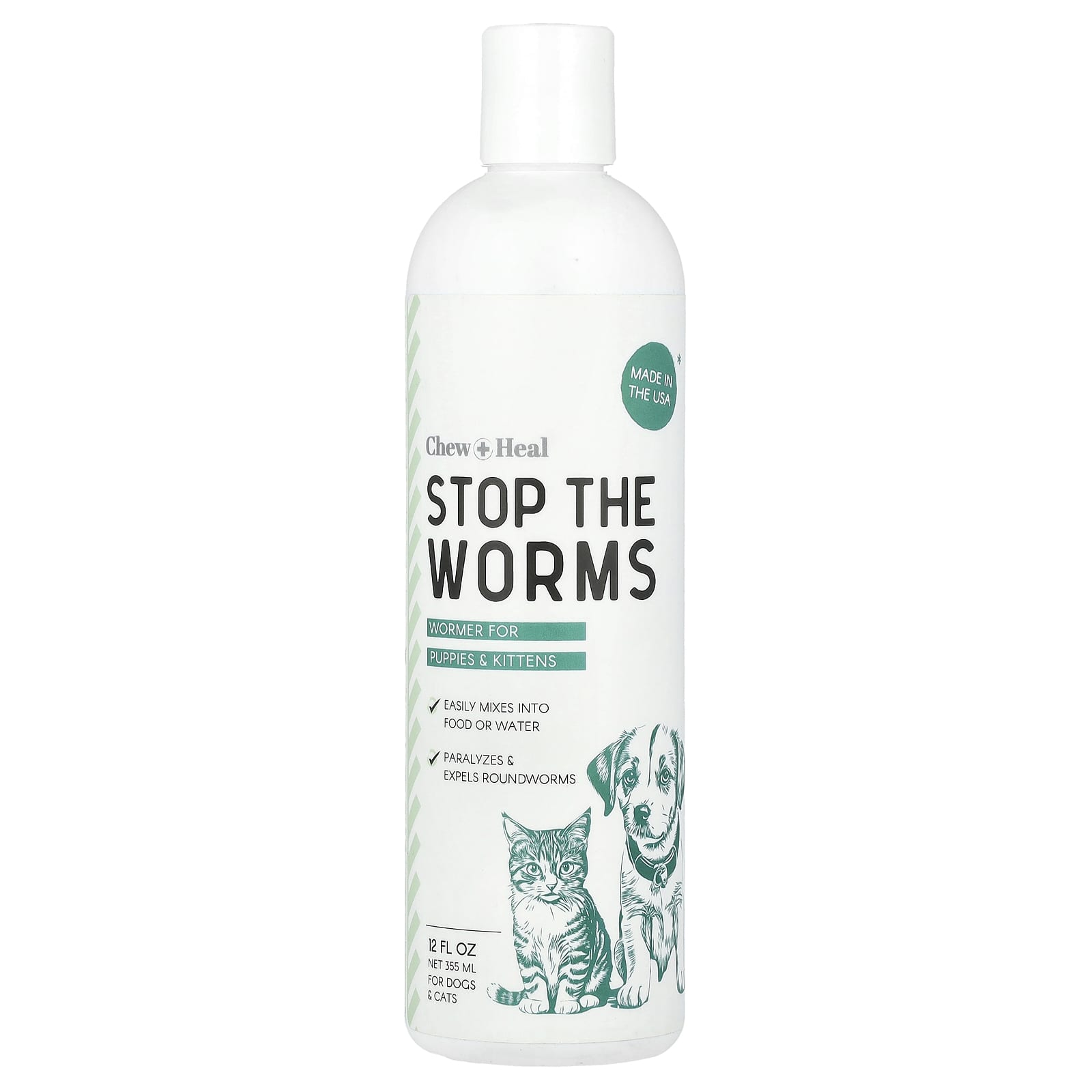 Chew + Heal Liquid Wormer for Puppies & Kittens 12 fl oz (355 ml) - Image 1