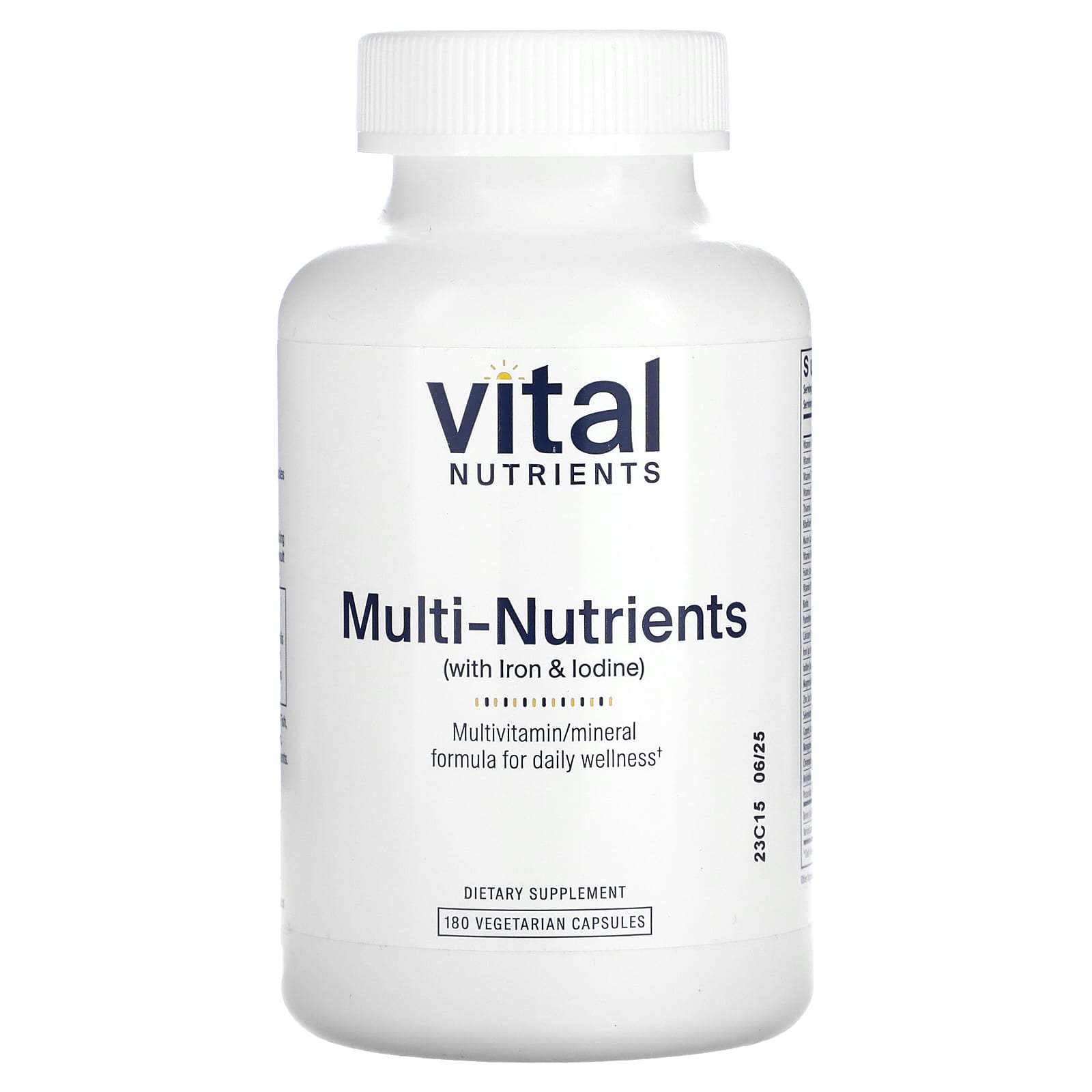 Vital Nutrients, Multi-Nutrients (with Iron & Iodine), 180 Vegetarian Capsules - Image 1