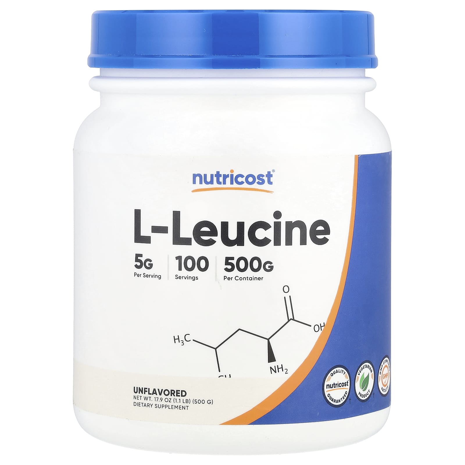 Nutricost, L-Leucine, Unflavored, 17.9 oz  (500 g) - Image 1