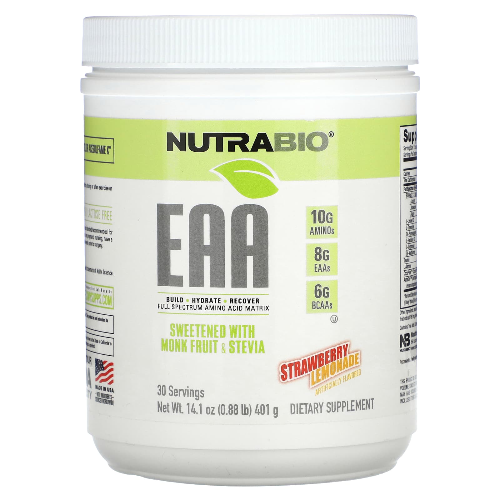 NutraBio, EAA, Strawberry Lemonade, 0.88 lb (401 g) - Image 1