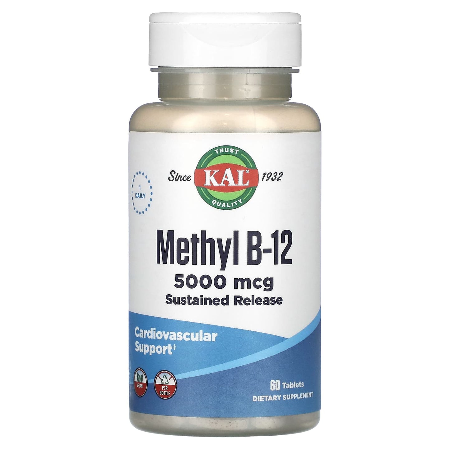 KAL Methyl B-12 5000 mcg for Cardiovascular Health - 60 Tablets - Image 1
