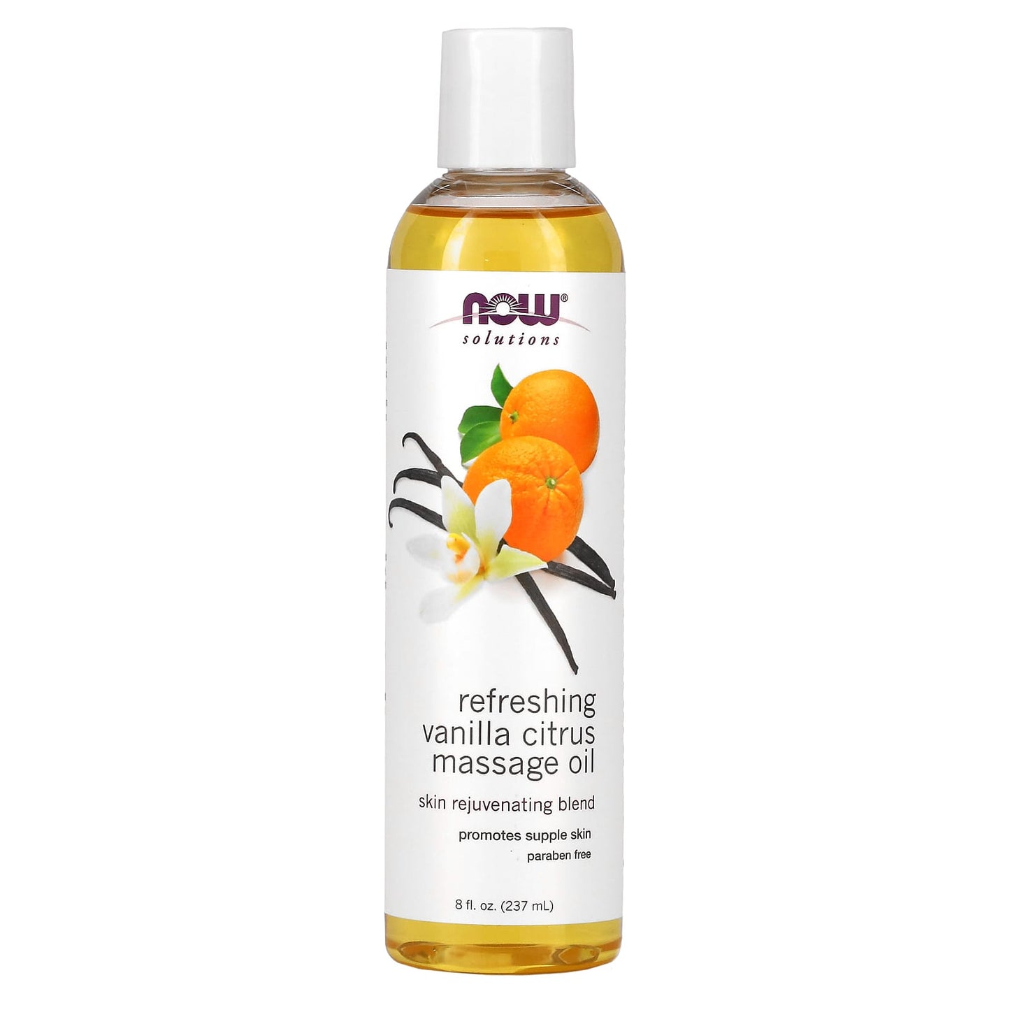 NOW Foods, Solutions, Refreshing Vanilla Citrus Massage Oil, 8 fl oz (237 ml) - Image 1
