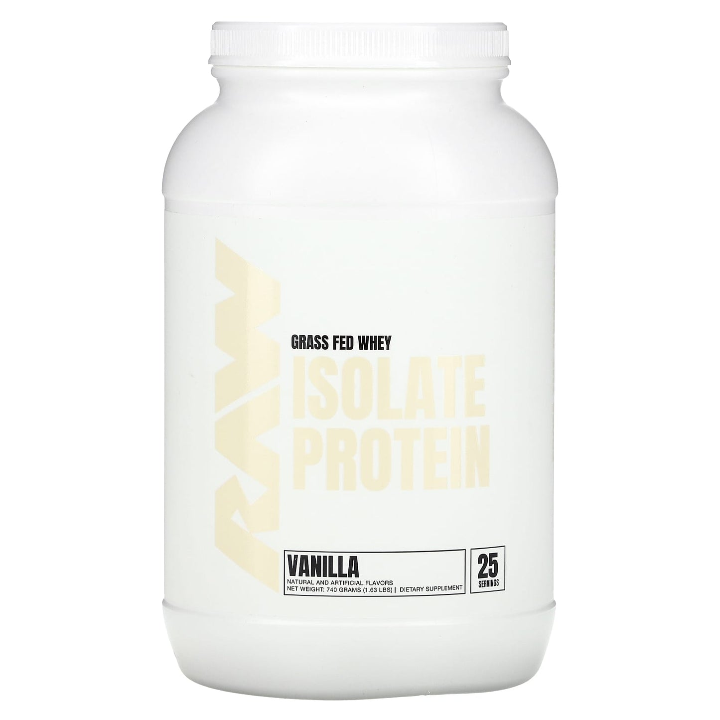 Raw Nutrition, Grass Fed Whey Isolate Protein, Vanilla, 1.63 lb (740 g) - Image 1