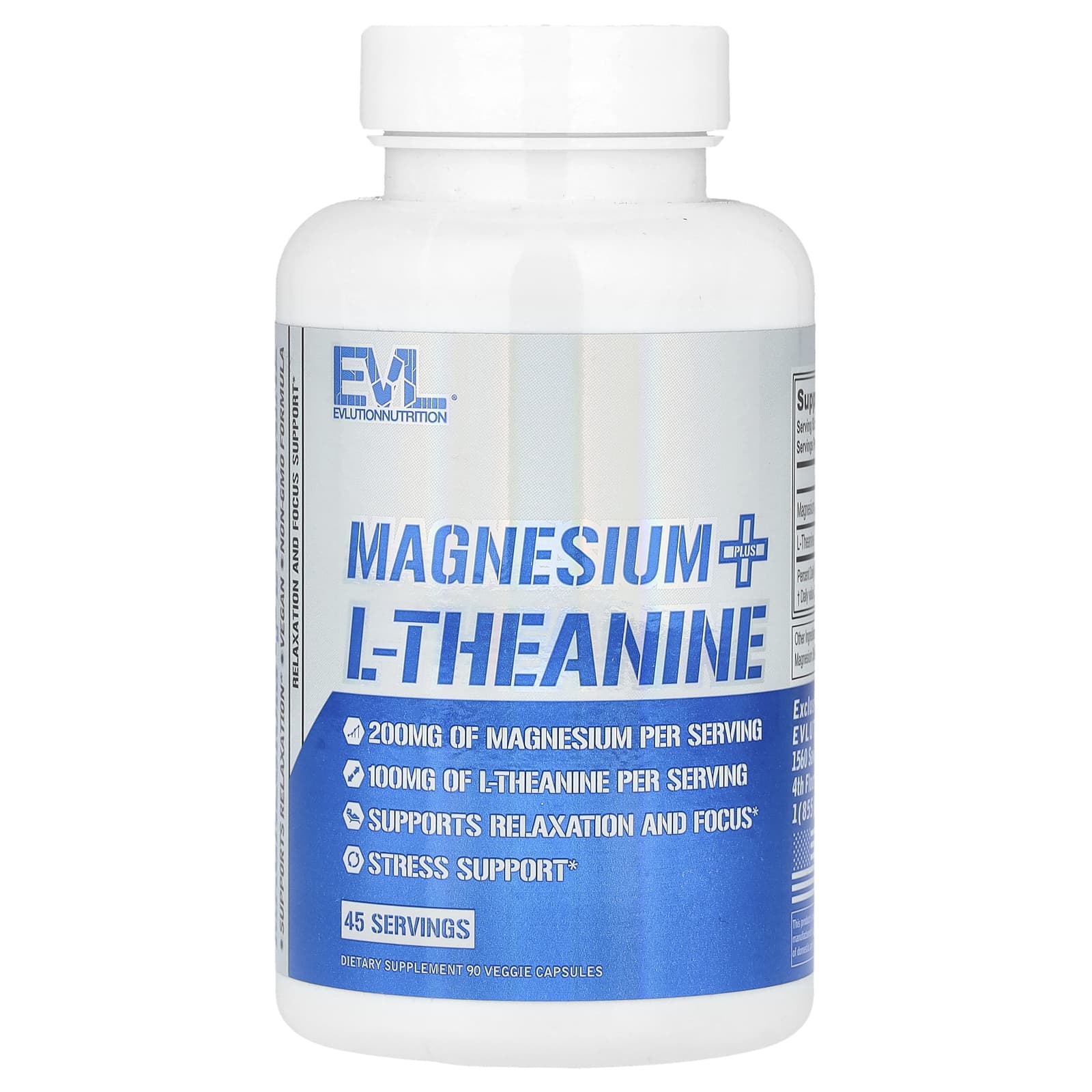 EVLution Nutrition Magnesium Plus L-Theanine Relaxation & Focus Support - Image 1