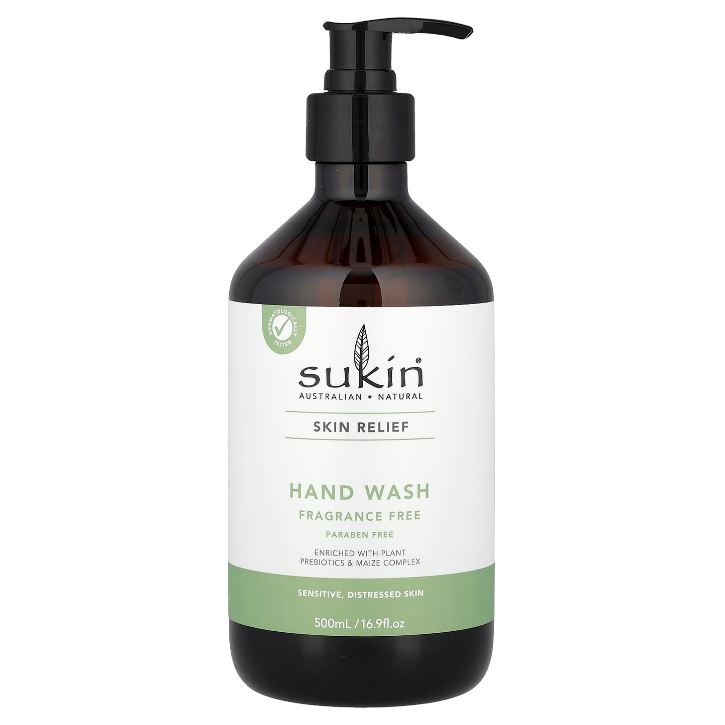 Sukin, Skin Relief, Hand Wash, Sensitive, Distressed Skin, Fragrance Free, 16.9 fl oz (500 ml) - Image 1