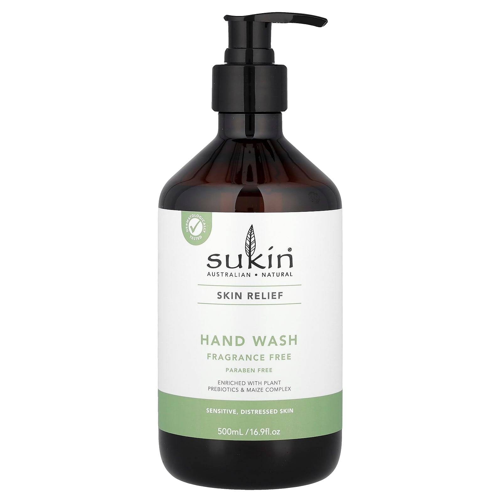 Sukin, Skin Relief, Hand Wash, Sensitive, Distressed Skin, Fragrance Free, 16.9 fl oz (500 ml) - Image 1