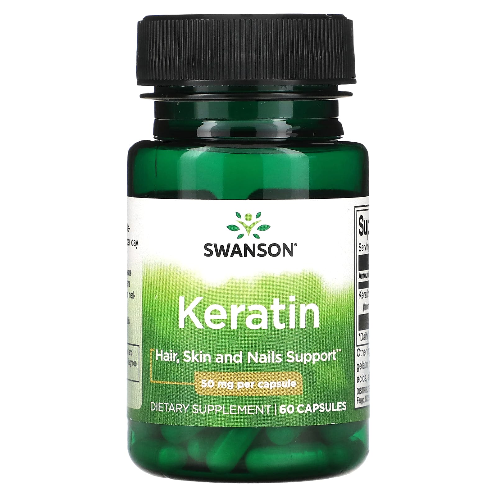 Swanson, Keratin, 50 mg, 60 Capsules - Image 1