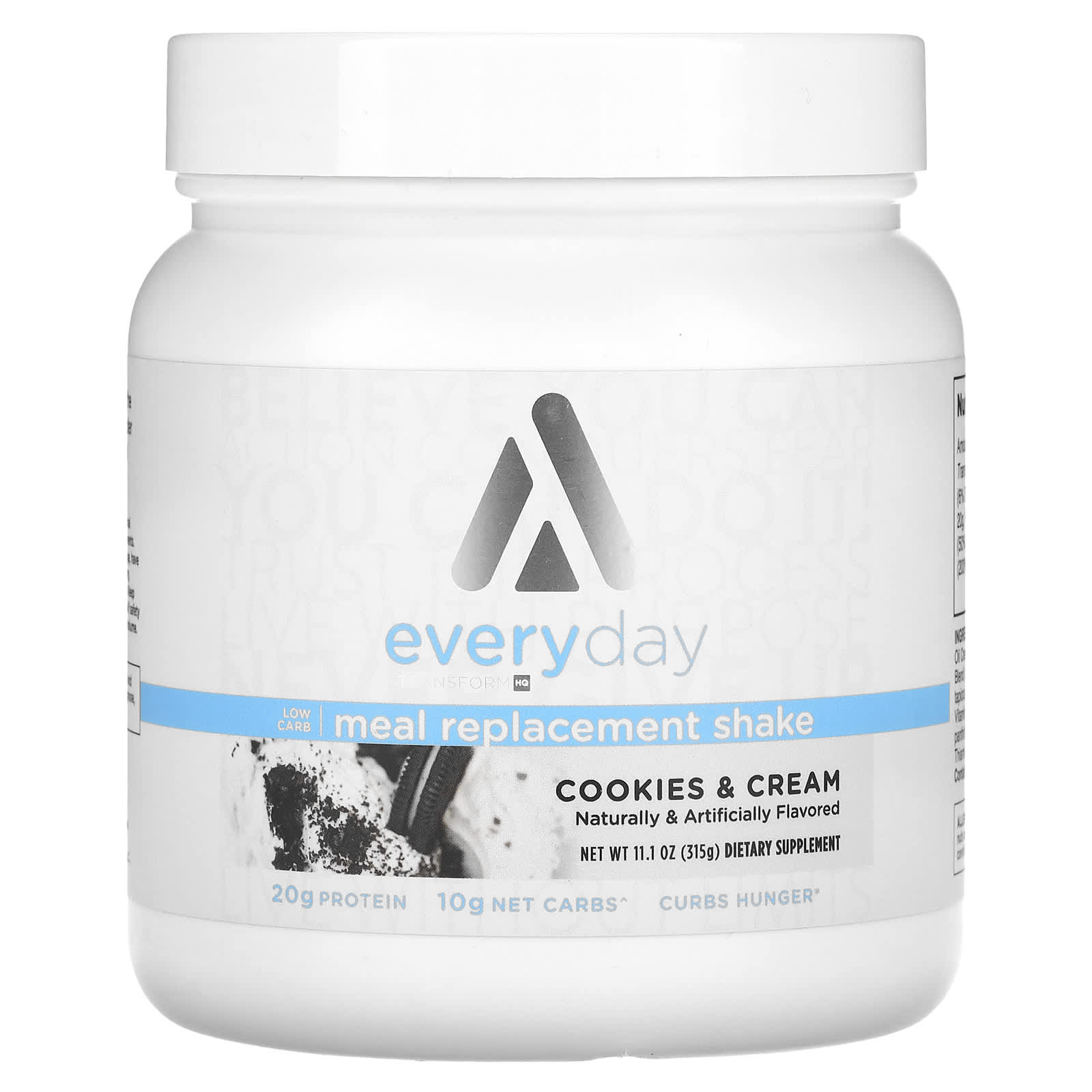 TransformHQ, Everyday, Meal Replacement Shake, Cookies & Cream, 11.1 oz (315 g) - Image 1