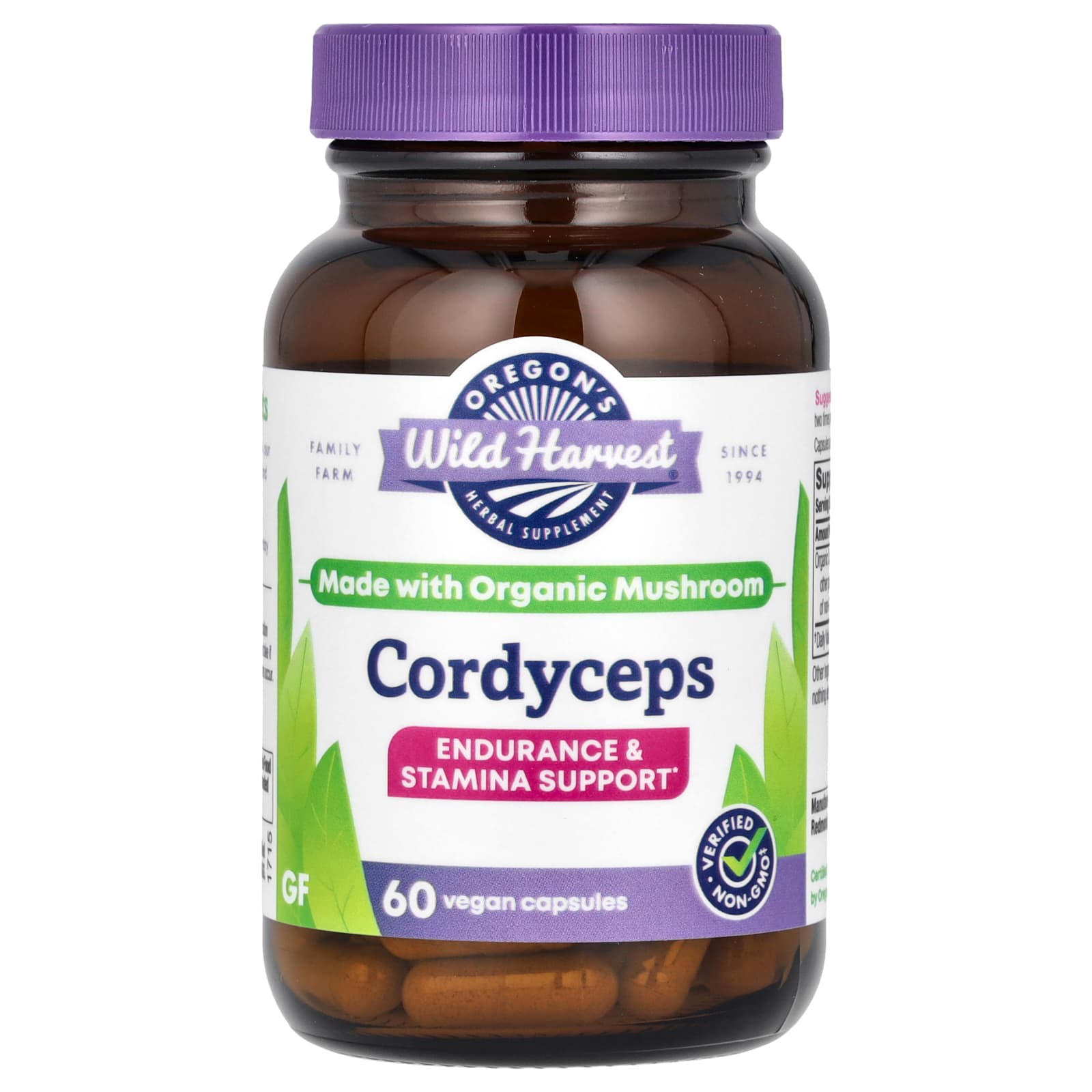 Oregon's Wild Harvest, Cordyceps, 60 Vegan Capsules (525 mg per Capsule) - Image 1