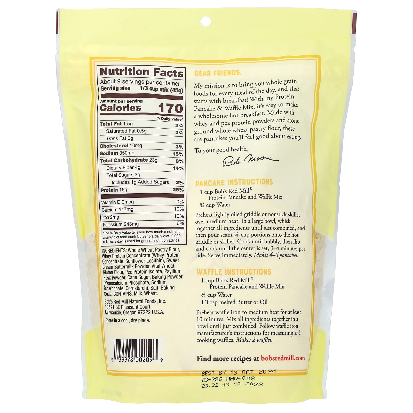 Bob's Red Mill Protein Pancake & Waffle Mix | 14 oz Whole Grain - Image 2