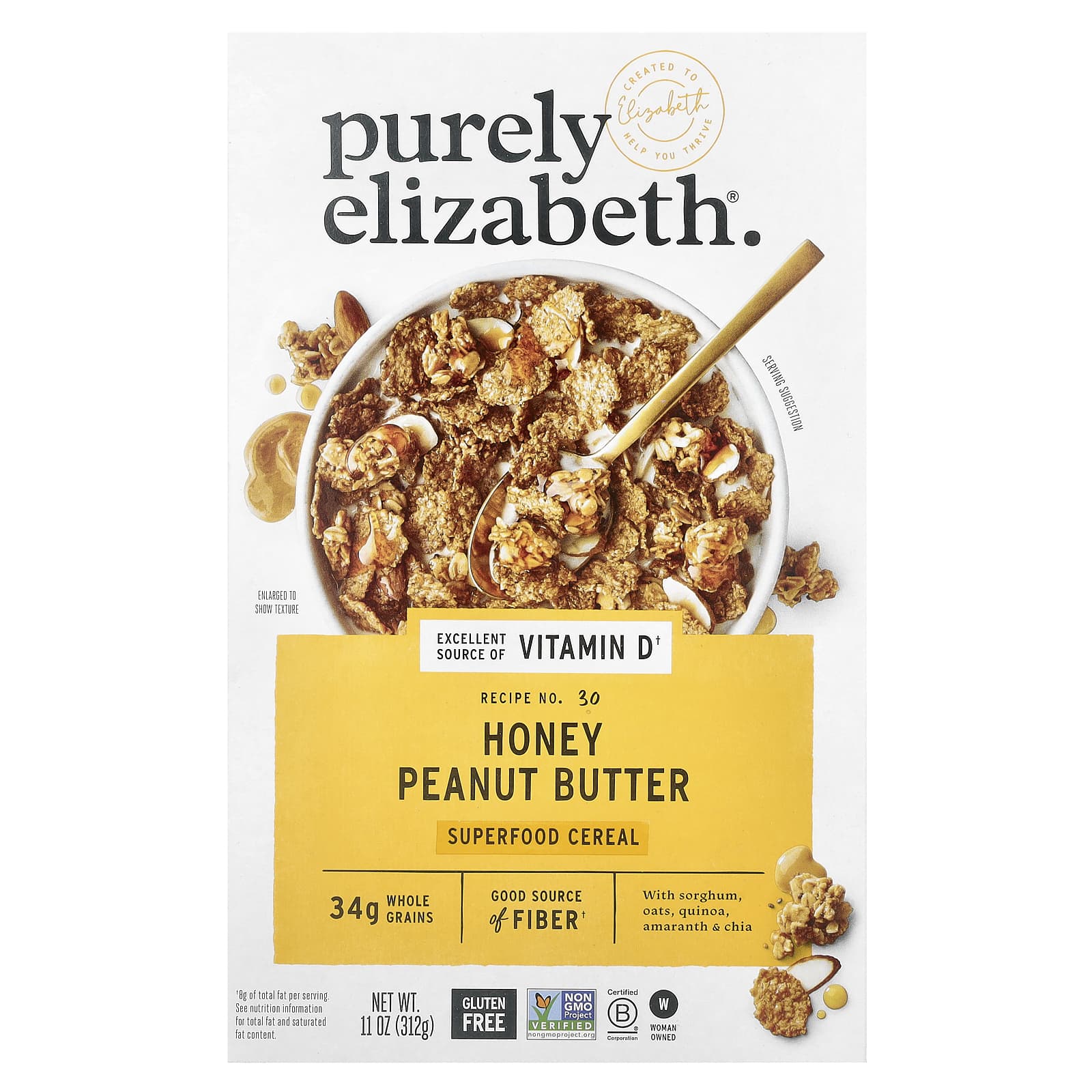 Purely Elizabeth, Superfood Cereal, Honey Peanut Butter, 11 oz (312 g) - Image 1
