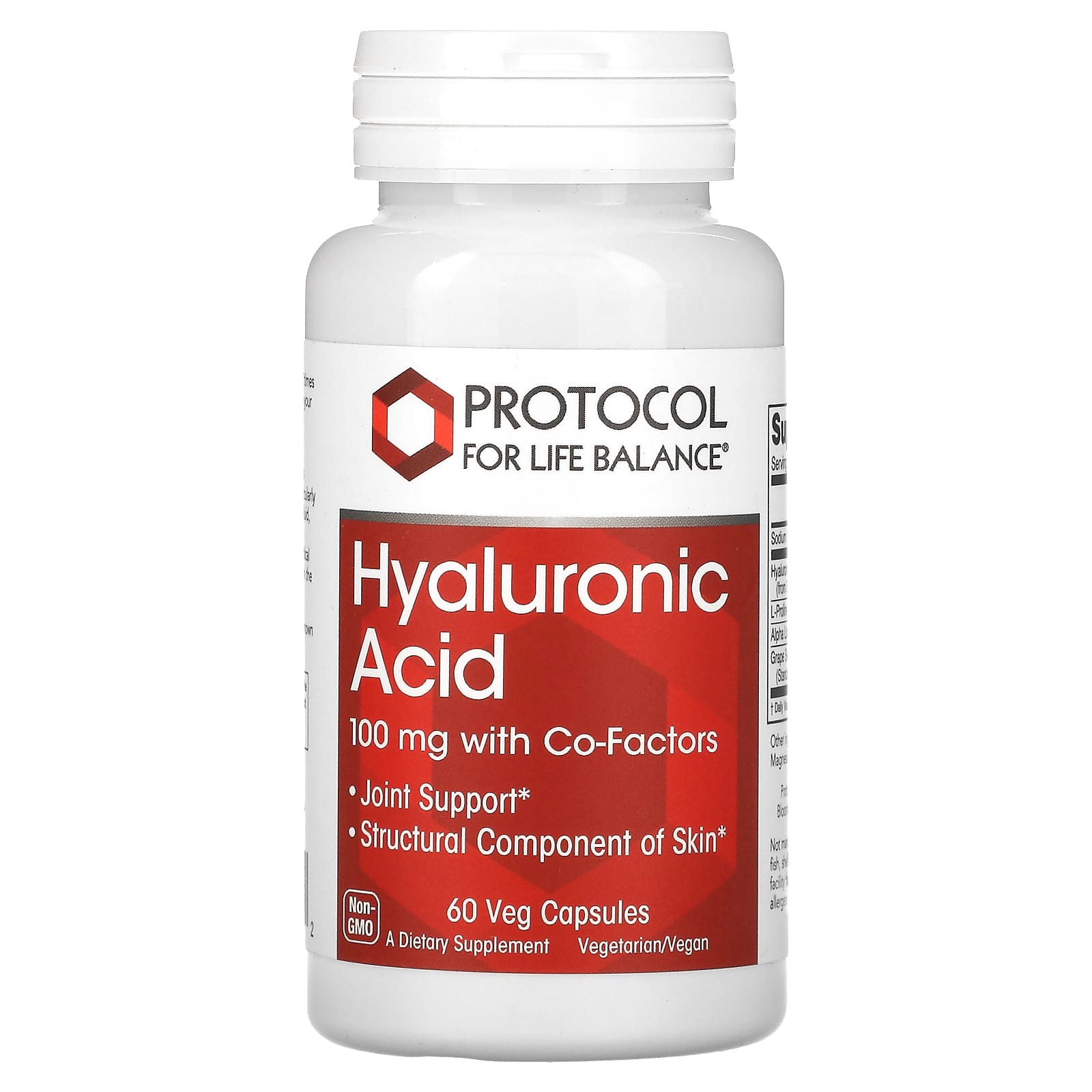 Protocol for Life Balance, Hyaluronic Acid, 100 mg, 60 Veg Capsules - Image 1